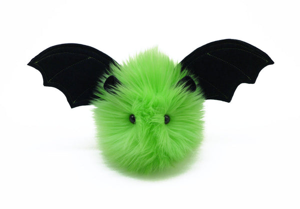 Beetle the lime green bat stuffed animal plush toy front view.