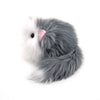Buddy the grey and white cat stuffed animal plush toy side view.