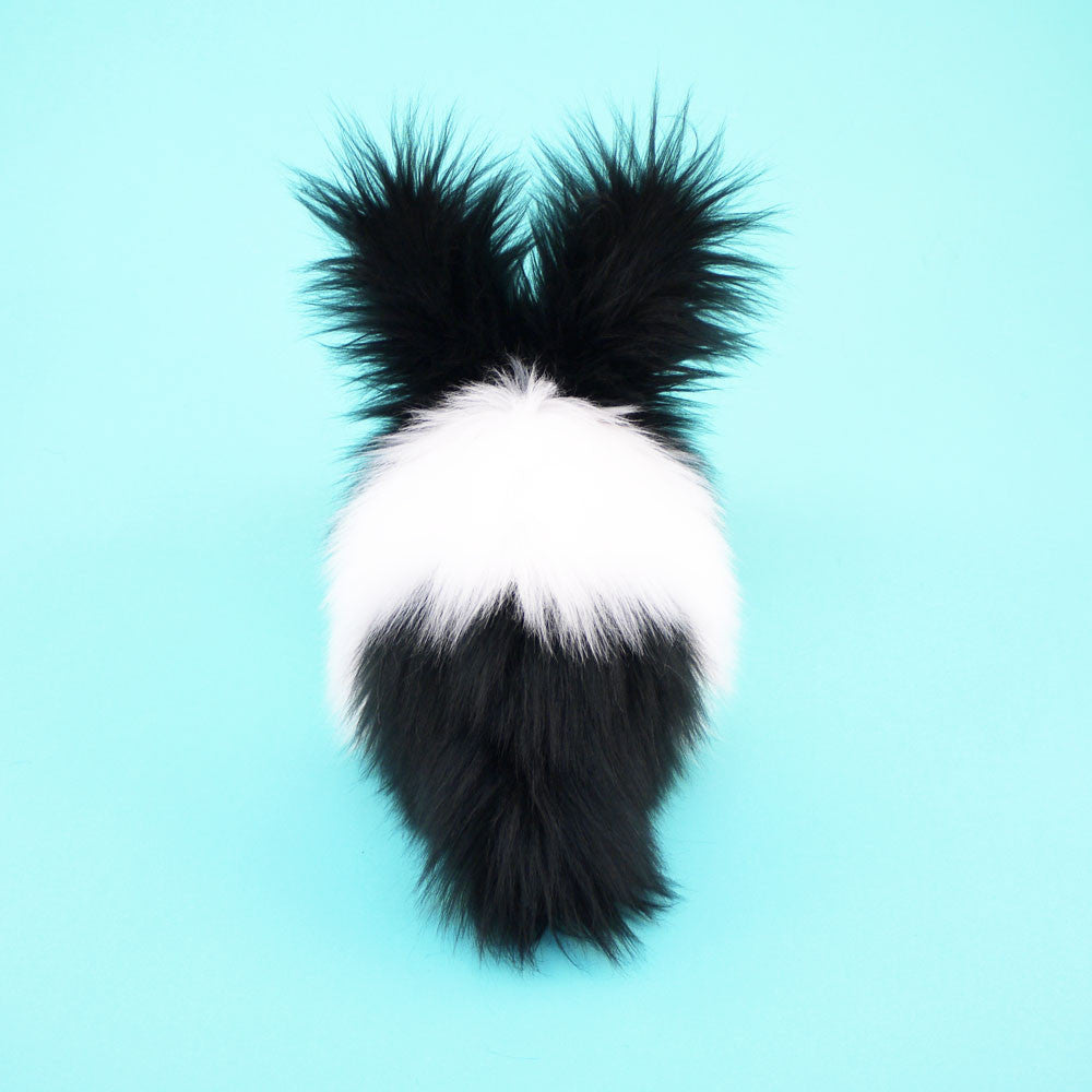Oscar the Black and White Bunny Stuffed Animal Plush Toy back view.