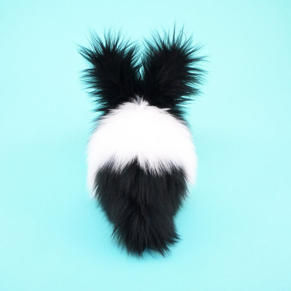 Oscar the Black and White Bunny Stuffed Animal Plush Toy back view.
