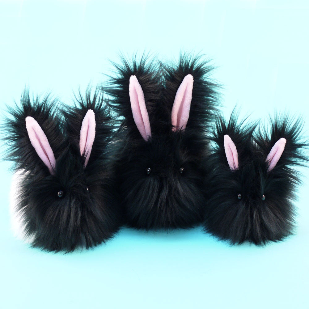 Oscar the Black and White Bunny Stuffed Animal Plush Toy group shot.