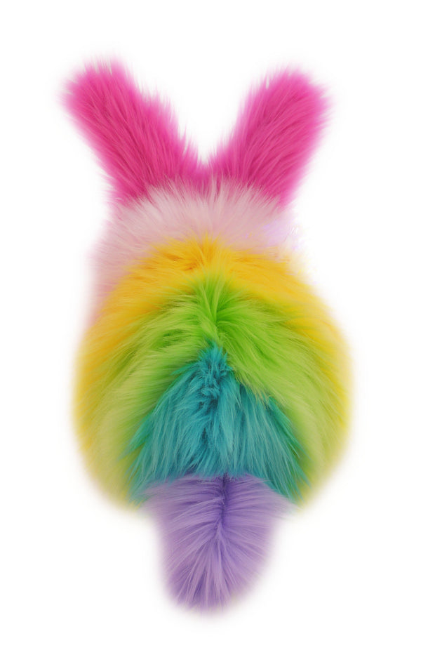 Girly the rainbow bunny stuffed animal plush toy back view.