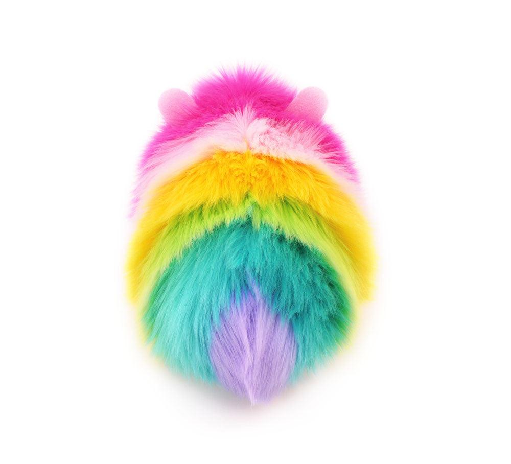 Girly the rainbow guinea pig stuffed animal plush toy back view.
