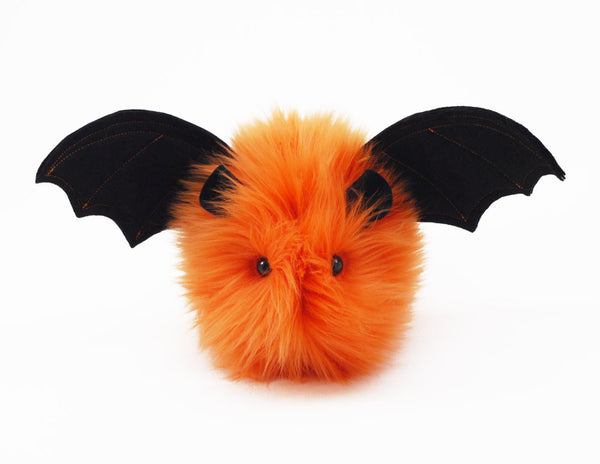 Luna the Orange Bat Stuffed Animal Plush Toy front view.