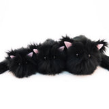 Poe the All Black Cat Stuffed Animal Plush Toy group shot.