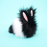 Oscar the Black and White Bunny Stuffed Animal Plush Toy medium size side view.