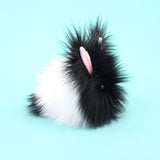 Oscar the Black and White Bunny Stuffed Animal Plush Toy small size side view.