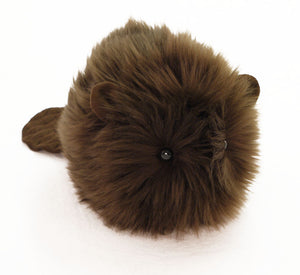 Bernie the brown beaver stuffed animal plush toy angled view.