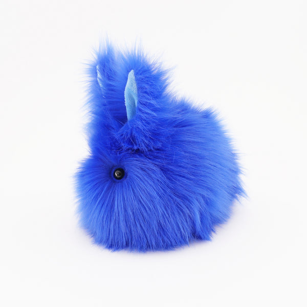 Blueberry the Royal Blue Easter bunny side view.