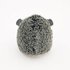 Hemingway the black and grey hedgehog stuffed animal plush toy back view.