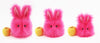 Petunia the Hot Pink Easter bunny plush toy, group shot with apple showing scale..