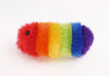 Bow the rainbow snuggle worm stuffed animal plush toy side view.