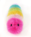 Girly rainbow snuggle worm stuffed animal plush toy front view.