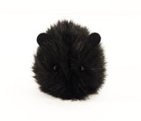 Coal the black guinea pig stuffed animal plush toy front view.