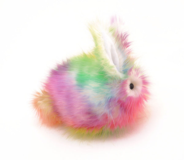Prism the Rainbow Bunny Stuffed Animal Plush Toy side view.