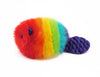 Bow the rainbow beaver stuffed animal plush toy side view.
