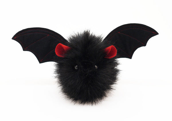 Vlad the Red Eared Black Bat Stuffed Animal Plush Toy front view.
