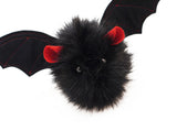 Vlad the Red Eared Black Bat Stuffed Animal Plush Toy close up view.