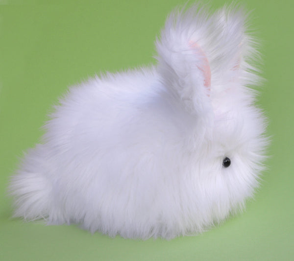 Cottonball the white bunny stuffed animal plush toy side view.
